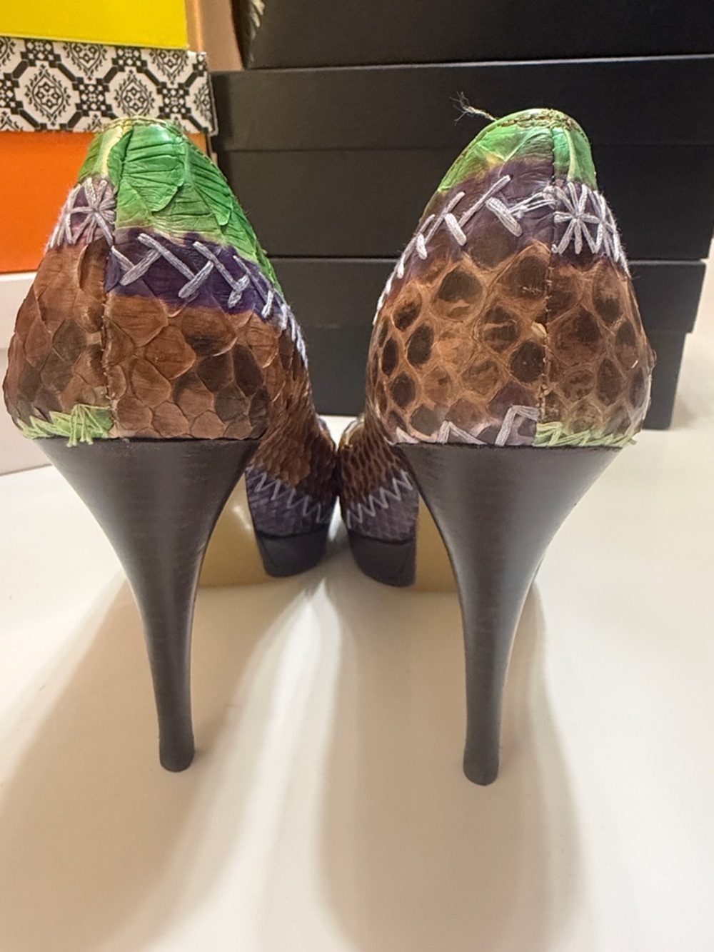 Stuart Weitzman Mayan Serape Python Heels - Picture 4 of 7